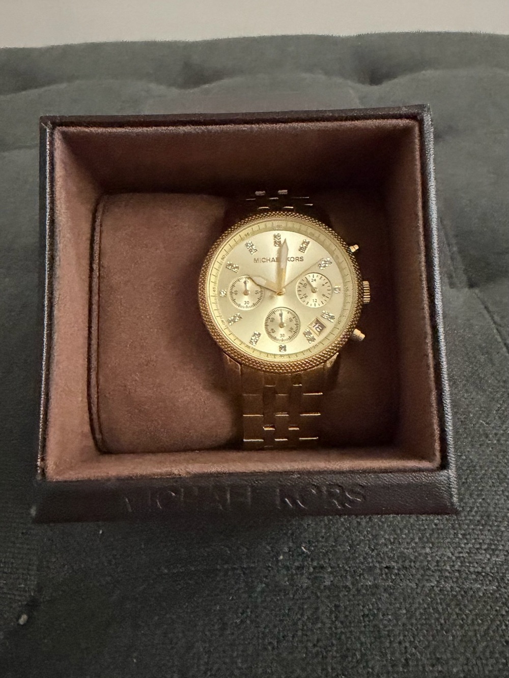 Michael Kors Gold-tone Bracelet Chronograph Watch with Crystal Markers - Picture 3 of 4